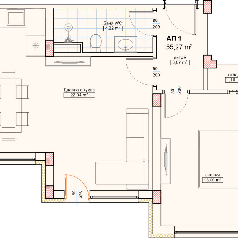 Двустаен апартамент 1, Casa Doroteya